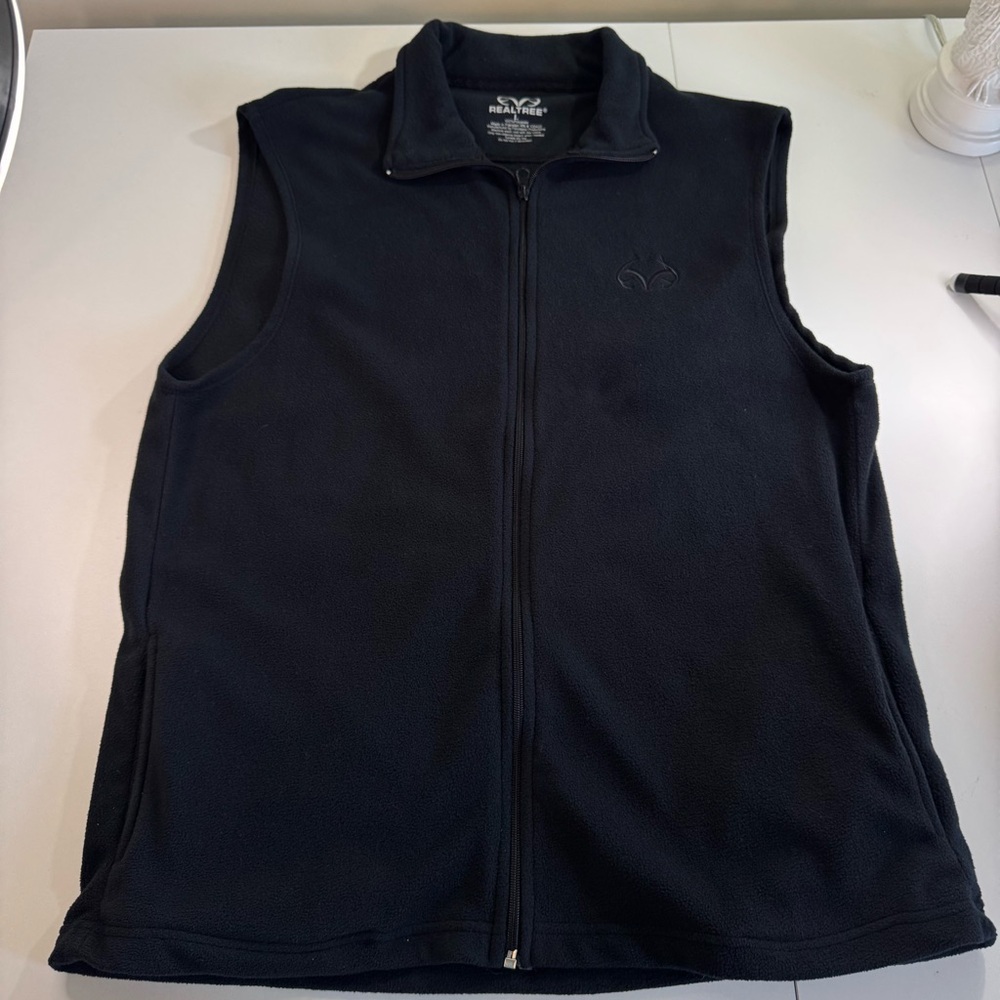 RealTree Men’s Vest Black Large Full Zip Pockets Hunting Fishing Outdoor Men's